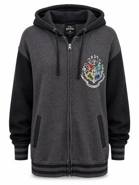 Harry Potter Hogwarts Crest Zip Hoodie XL Universal Studios Oversized Fleece